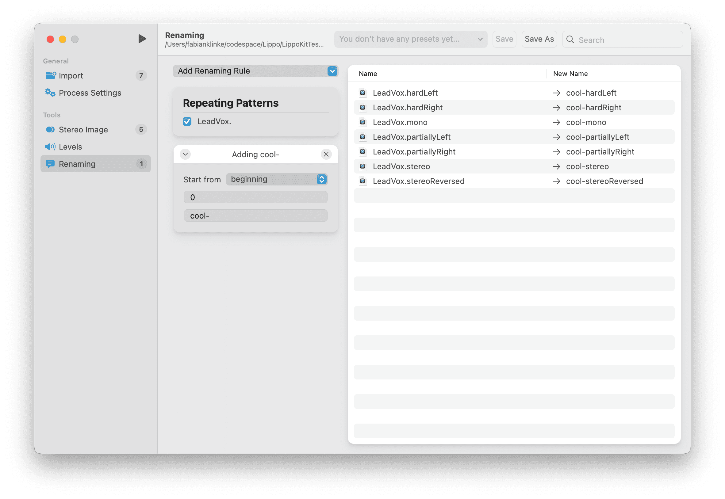 Renaming View with detected repeating pattern